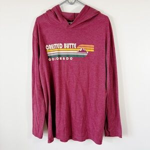 Crested Butte Colorado Long Sleeve Hooded Pullover T Shirt Size XL